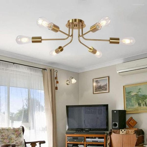 Kronleuchter Vintage Spider Kronleuchter Sputnik Lampen Semi-eingebettete Deckenleuchte Nordic Home Dekoration Beleuchtungskörper für Wohnzimmer