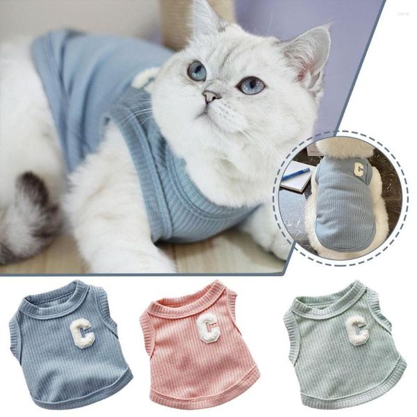 Cão vestuário roupas para animais de estimação primavera e verão waffle azul bichon gato curto teddy cor rosa verde três ves j4e0