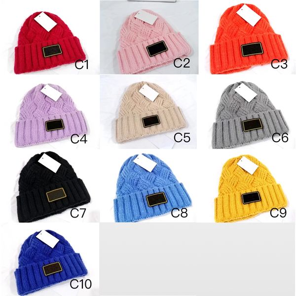 2023 cappelli lavorati a maglia di lana grezza 10 colori berretti di lusso di marca di buona qualità per le donne con etichetta 140g all'ingrosso