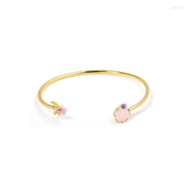 Halskette Ohrringe Set Emaille Rosa Blumen Ring Schmuck für Frau 2023 Trend