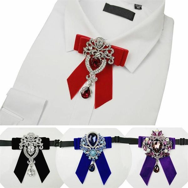 Модный галстук-бабочка в британском стиле, модный мужской унисекс, свадебный банкетный смокинг, ювелирные изделия, бархатный хрустальный галстук-бабочка, элитный роскошный шейный платок ручной работы 161 Вт