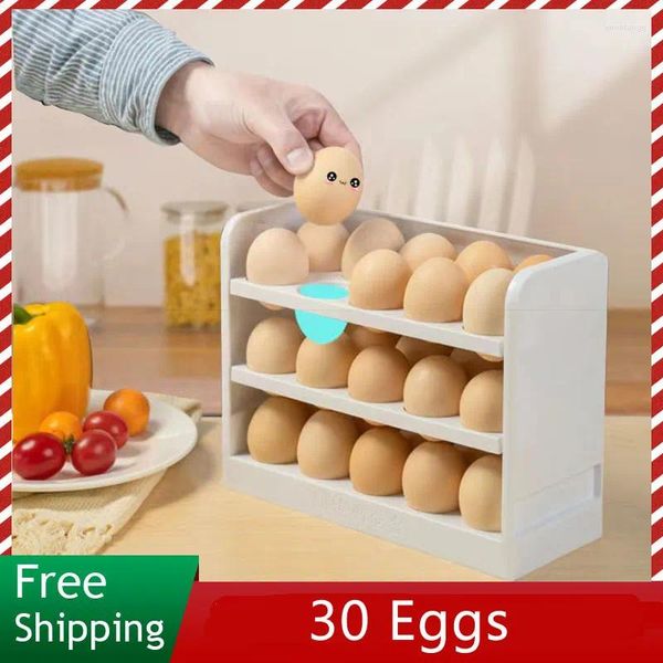 Suporte de armazenamento de cozinha prateleira geladeira ovo fresco caixa exibição rack ovos recipiente titular