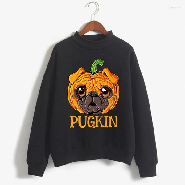 Erkek Hoodies Pumpkin Pug Komik Sokak Çürekleri Kawaii Köpekleri Baskı Sweatshirt Y2K Top Pullover 2023 Cadılar Bayramı Kıyafetleri Kadınlar Gevşek Takip