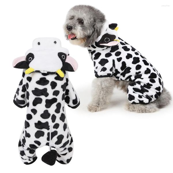 Abbigliamento per cani Costume da mucca Vestito invernale Abbigliamento caldo Tuta per forniture per cuccioli Taglia XS