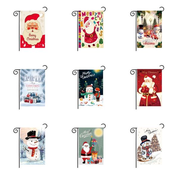 30*45cm Noel Bahçesi Banner bayrakları şenlikli hoşgeldin açık hava asılı sonbahar sonbahar polyester çift taraflı baskı Noel claus resimleri parti süslemeleri malzemeleri