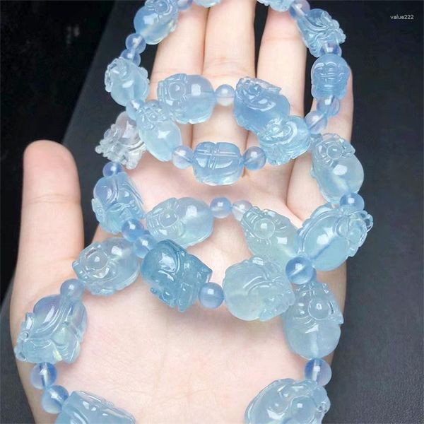 Link pulseiras naturais aquamarina pixiU jóias de cristal de pedras preciosas para mulheres cura Bohemia Holiday Gift 1pcs