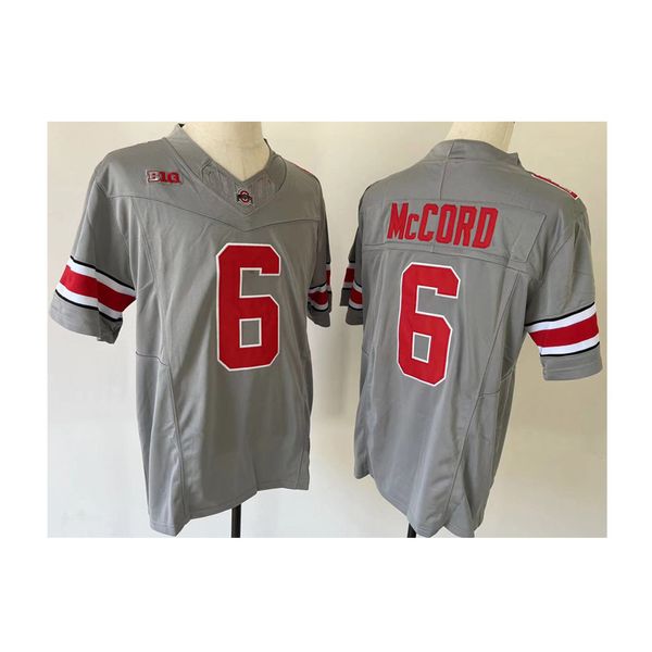 2023 novos homens faculdade Ohio State Buckeyes jersey vermelho preto cinza ncaa Kyle McCord 6 desgaste de futebol americano universidade adulto tamanho costurado jerseys