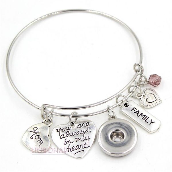 Ganzes verstellbares, erweiterbares Draht-Armreif, Memorial MOM Charm-Armband, Draht-Armreif, Druckknopf-Armband für Family Memorial Mothe247S