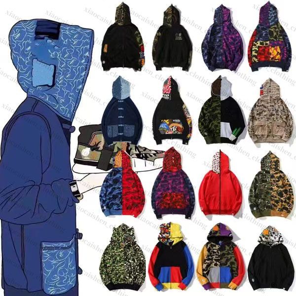 Brand Hoodie Designer Hoodie Sweatshirts bedruckt oberes HipHop Outerdoor Pullover Herren Clothiong Bapex Camouflage Hoodys 6828 4674