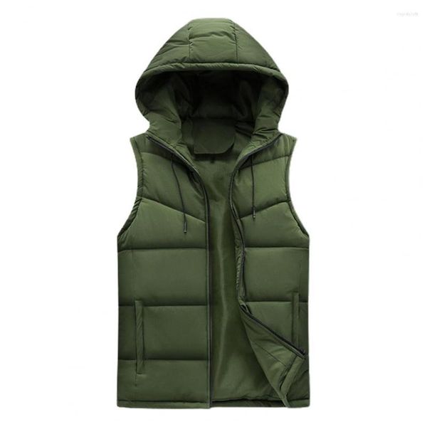 Coletes masculinos moda homens colete oversize ultra macio sem mangas jaqueta com capuz cor sólida acolchoada magro casaco masculino colete windbreaker