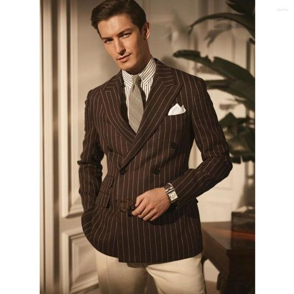 Jaquetas masculinas jaqueta blazer tecido listrado confortável deslocamento casual moda elegante design fino gala homem casaco para homem terno