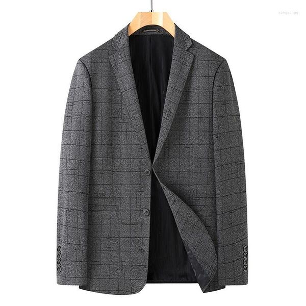 Herrenanzüge, vier Jahreszeiten, lässig, lockere Linie, karierter Anzug, Langarm-Blazer, zweireihig, übergroß, XL-7XL, optional