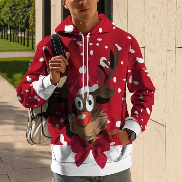 Hoodies masculinos moda feio natal moletom pulôver personagens de desenhos animados impressão 3d em torno do pescoço casal manga longa camisolas