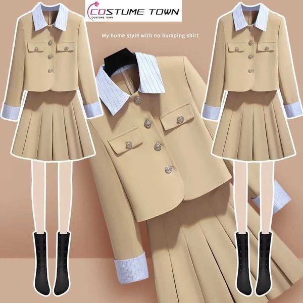 Vestido de duas peças estilo coreano lapela jaqueta fina blazer mini saia plissada duas peças elegante conjunto feminino roupas de escritório temperamento