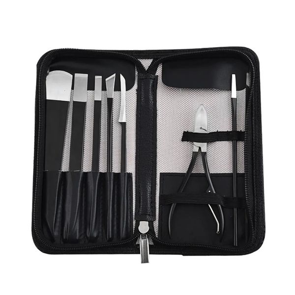 Rasoi per calli 8 pezzi Set per pedicure per unghie incarnite Più affilato Manico ergonomico multifunzionale Pinza per riparazione del piede Acciaio duro con custodia 231007