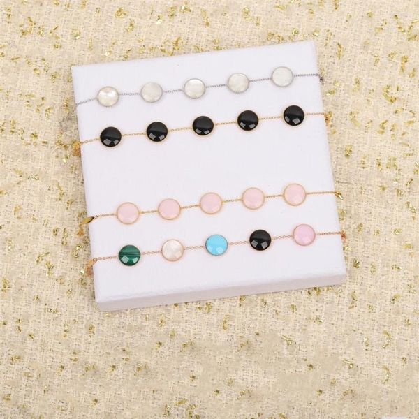 Link pulseiras pedra semipreciosa bússola disco pulseira 2023 jóias de luxo para mulher natural pode ser usado em ambos os lados.