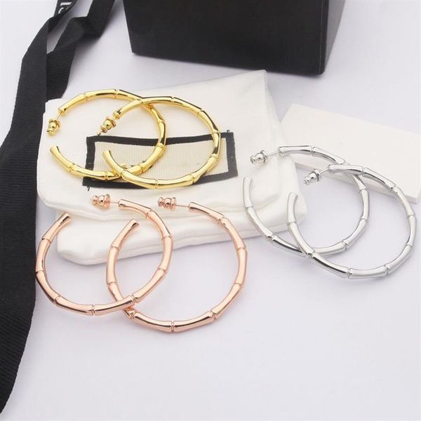 Mode Frauen Bambus Gelenke Ohrringe Luxus Designer Hoop Ohrring 18 Karat vergoldet Rose Gold Goldene Damen Ohrstecker Schmuck 3Color285h