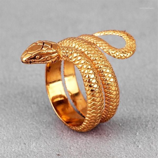 Cluster Ringe Gold Schlange Tier Edelstahl Herren Punk Hip Hop Einzigartige Trendy für männliche Freund Schmuck Kreativität Geschenk Wholesa290S