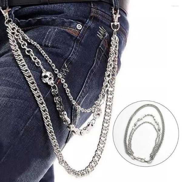 Cintos Moda HipHop Gótico Heavy Duty Cintura Gancho 3 Camada Punk Crânio Chaveiros Carteira Chain Link Bobina