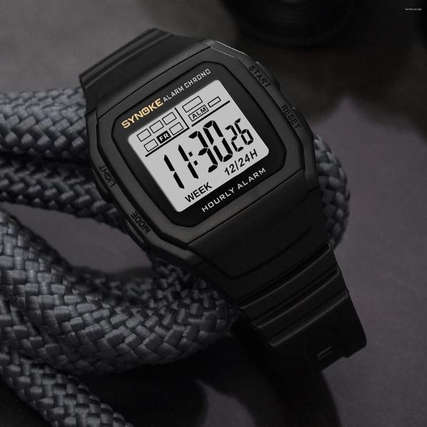 Relógios de pulso Synoke Homens Relógios Casual À Prova D 'Água LED Quadrado Digital Chrono Sports Watch para Relógio Eletrônico Relogio Masculino