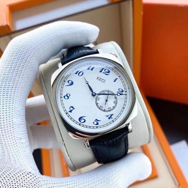Relógios de pulso Relógio mecânico automático de luxo masculino: caixa quadrada mostrador exclusivo transparente traseiro - um presente distintivo de relógio de alta qualidade