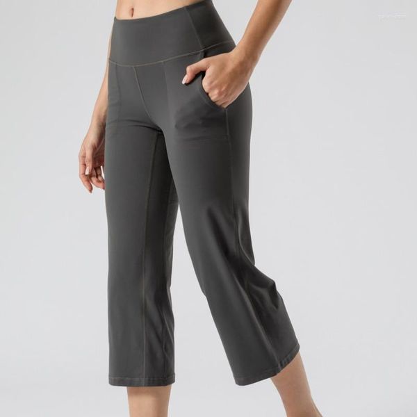 Активные брюки для йоги LU Расклешенные широкие капри с высокой талией для упражнений для фитнеса и танцев Невесомость