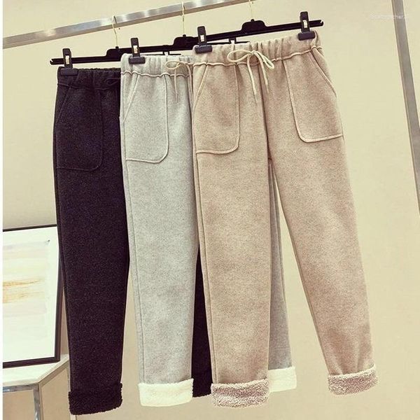 Pantaloni da donna 2023 Autunno E Inverno Moda A Vita Alta Tubo Dritto Versione Coreana Allentato Casuale di Lana Addensato Gamba Larga Capris