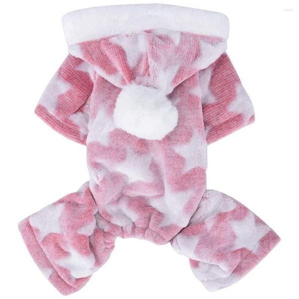 Abbigliamento per cani Pigiama piccolo Pjs Doggy Tutina Vestiti Morbida flanella Inverno Caldo Maglione per animali domestici Felpa con cappuccio Cute Star Tuta Cappotto per gatti