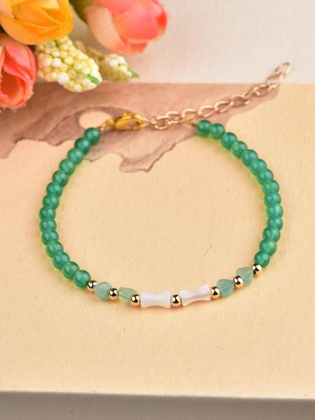 Braccialetti con ciondoli Originale squisito stile congiunto in bambù per cineserie agate verdi filo classico elegante regalo di gioielli China Chic