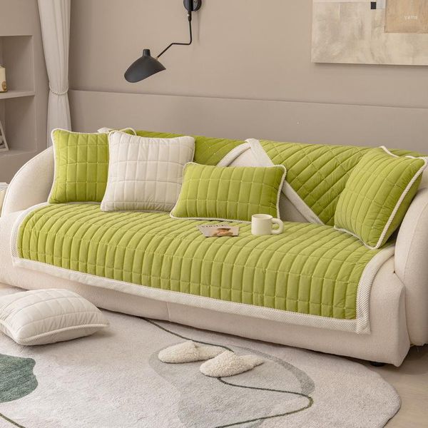 Чехлы на стулья, зимние чехлы на диваны в стиле ретро, утолщенные плюшевые подушки для гостиной, нескользящее диванное полотенце, бархатный коврик в клетку с кристаллами для дома