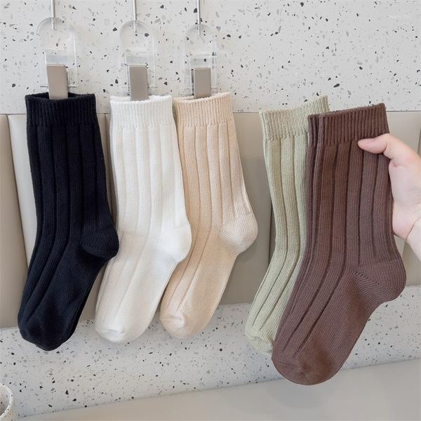 Calzini da donna invernali in lana di cashmere addensati caldi Sox moda giapponese Harajuku tinta unita termici lunghi