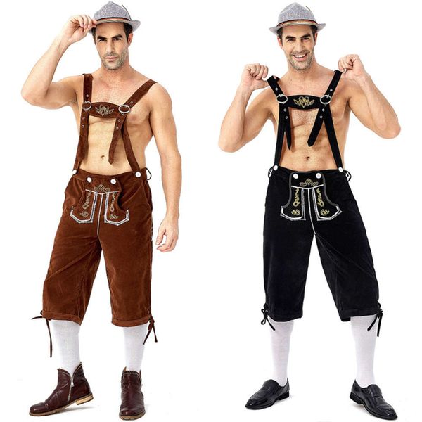 Alemanha munique oktoberfest cerveja cosplay traje de halloween macacão bar outfit macacão chapéu conjunto masculino adultocosplay