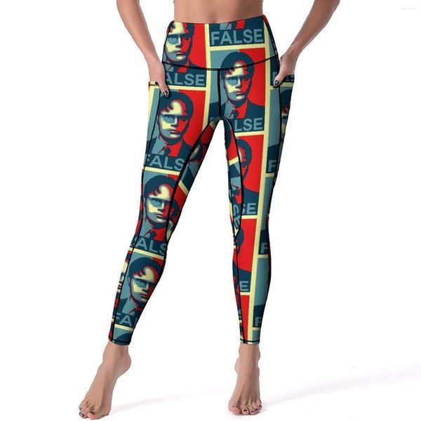 Aktive Hosen Dwight Schrute Leggings Falsche Gym Yoga Weibliche Push-Up Vintage Sport Taschen Stretch Muster Legging