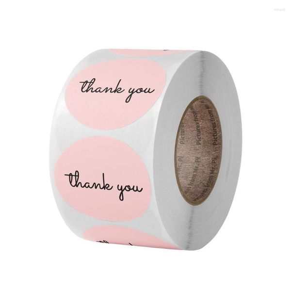 Envoltório de presente 500 pcs 1 polegada obrigado adesivos etiquetas selagem rosa preto palavra arte adesivo para festival decoração de casamento