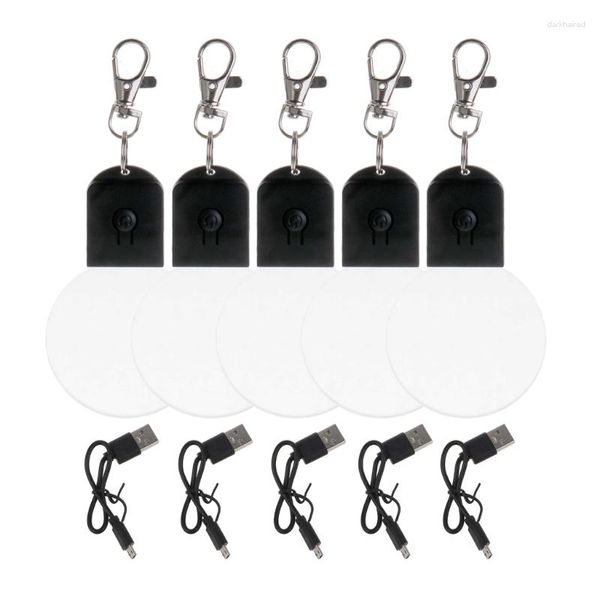 Schlüsselanhänger X5QE 5x / Set Schlüsselanhänger Taschenlampen Kleines Nachtlicht Runder leuchtender Anhänger für Rucksack Bar Ornament Kreative Geschenke