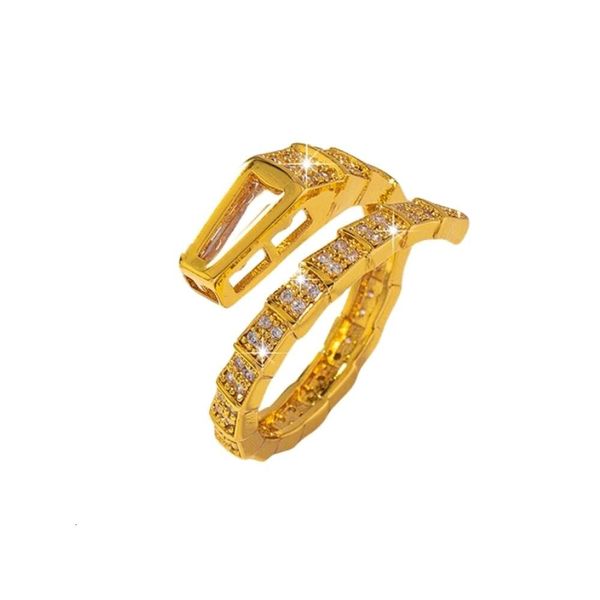 Carttiers-Ring, Designer-Schmuck für Damen, Originalqualität, plattiert, 18 Karat echtes Gold mit Zirkonium, Schlangenkopf-Ring, Öffnungsdesign, hochwertiger Schmuck