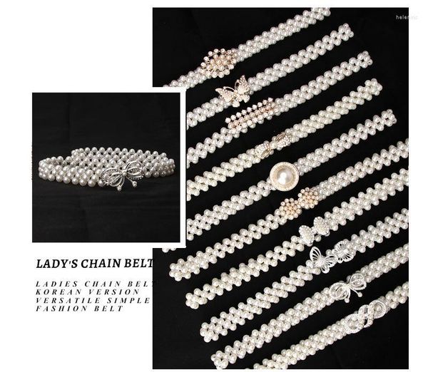 Cinture Moda Dolce Design Accessori da donna Finta perla Strass Catena in vita Tendenza con copertura decorativa elastica