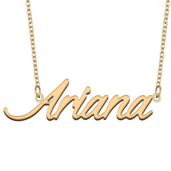 Anhänger Halsketten Ariana Namensschild Halskette für Frauen Edelstahl Schmuck vergoldet Namenskette Femme Mütter Freundin Geschenk