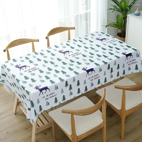 Toalha de mesa China atacado impressão personalizada à prova d'água folhas de plantas capa toalha de mesa de pvc para restaurante
