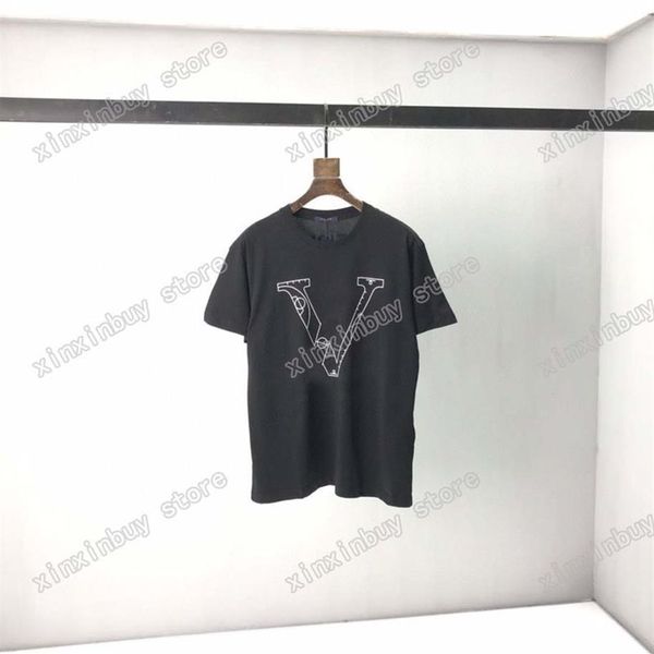 21ss homens impressos camisetas polos designer basquete letra impressão paris roupas mens camisa tag solto estilo preto branco cinza 08289s