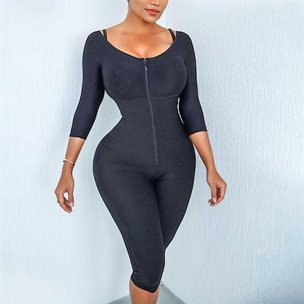 Damen Shapers Cinta Modeladora Feminina Mittlerer Reißverschluss Fajas Colombianas Body Shaper Kniearmkontrolle Bodysuit Mid Tight Bu320J