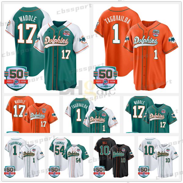 Tyreek Hill Tua Tagovailoa Dolphins Maglie BASEBALL personalizzate Jaylen Waddle Jersey Jevon Holland Dan Marino Zach Thomas-Stitched