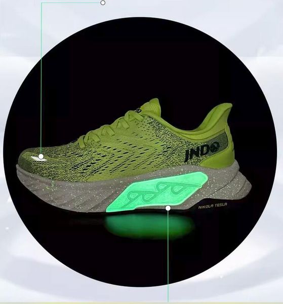 Whale Power JNDO Jet Runing Shoes City Jogging Outdoor Runner Shoe Nikola Tesla Potenziamento della tecnologia Dark Night Fluorescenza Effetto yakuda store