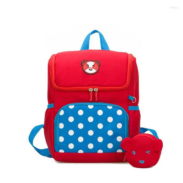 Zaino Cartoon Bear Borsa da scuola per asilo 3-6 anni Femmina Baby Boy Tide Canvas Per bambini carino