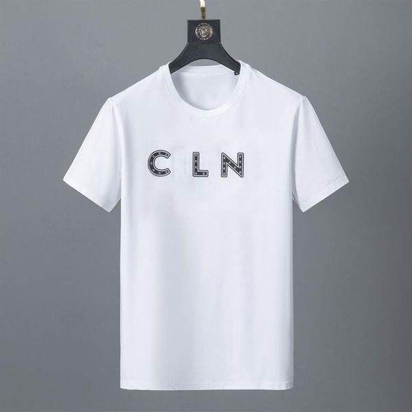 Tasarımcı Erkek Tişört Bahar Yaz Kısa Kollu Mürettebat Boyun T-Shirt Mektupları Perçin Boncuklar Tişörtler Moda Gündelik Erkekler Cl215W