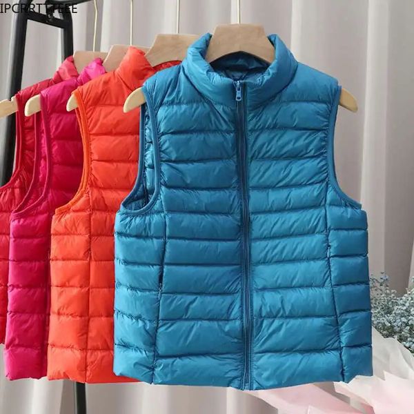 Mulheres para baixo parkas colete jaqueta feminina com capuz ultra fino 90% leve pato casaco feminino inverno tamanhos grandes sólido portátil mulher quente 231009