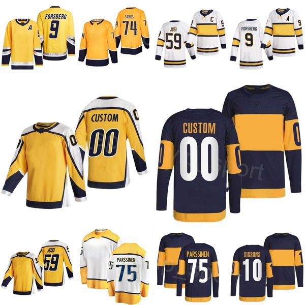 Donne uomini giovani hockey 74 juuse saros maglia 13 yakov trenin 59 romani josi 82 novak 9 filip forsberg 8 cody vetro 10 colton fessoniche 75 juuso parssinen inverno classico