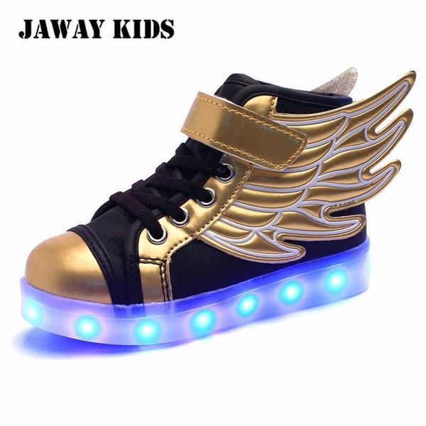 Jawaykids Scarpe da ginnastica luminose per bambini Ali d'angelo ricaricabili tramite USB Scarpe luminose per ragazze dei ragazzi Scarpe da corsa con luce a LED Kids208f