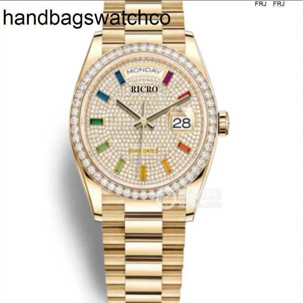 Rolaxs Orologio Diamond Ladies Automatic 36mm Lunetta Zaffiro Quadrante Arcobaleno Ding Acciaio inossidabile Sconto Impermeabile Frj Puda fjj