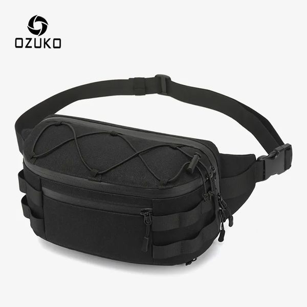 Sacos de cintura Ozuko Saco de cintura masculino moda pacote de peito ao ar livre esportes cinto saco para adolescente à prova dwaterproof água sacos de cintura de alta qualidade fanny pack 231006